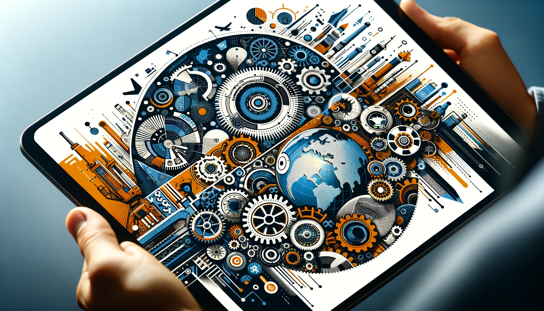 DALL·E 2024-03-28 14.29.38 - Create two more images in a website header format, abstractly showcasing global expertise in the field of heavy machinery installation and servicing,